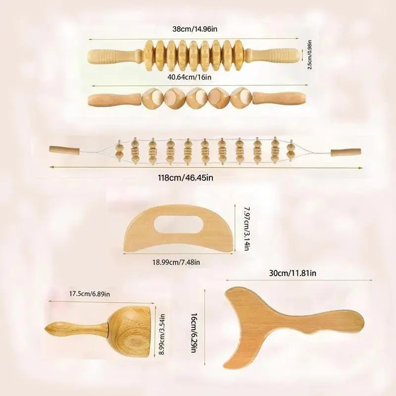 6-piece Wooden Massager Kit Magarri